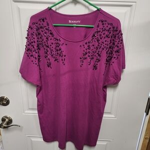 Roaman's Plus Size Embellished‎ Purple Top Size 18/20